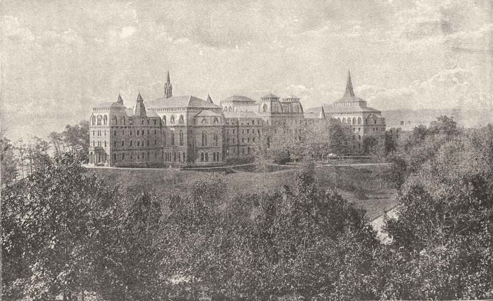 MASSACHUSETTS. New England. Wellesley College 1891 old antique print picture
